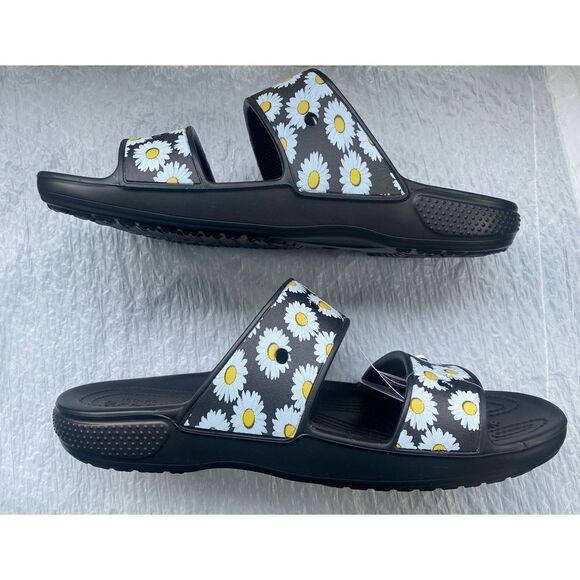 Crocs Men's Classic Sandal Slide Black Daisy Sz13 US - Picture 7 of 9
